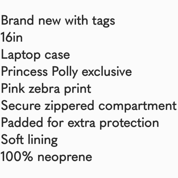 NEW! Princess Polly Pink Zebra Laptop Case barbie barbiecore - Picture 3 of 4